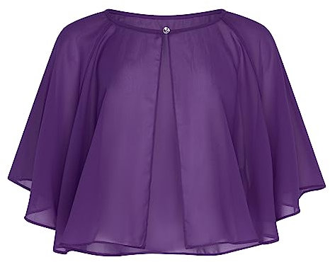 Bolerose Doux Mariage Portefeuille Soirée Transparente Mousseline de soie Paréo Cape Chale (Violet vif, Taille unique)