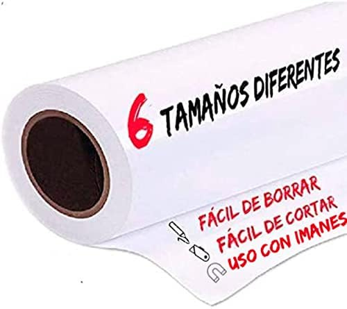 Pizarra adhesiva blanca magnética (100 x 60 cm). Rollo pizarra profesional autoadhesiva. Vinilo para uso con imanes, lámina blanca para rotuladores ideal para colegios, oficinas, hogares, cocina