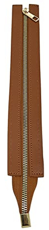 Haveratio Cerniera in Pelle PU da 30 cm con Fori Cerniera in Metallo Cerniera Fai-da-Te Accessori per Cerniera Hardware di Ricambio per Borsa da Cucito Marrone