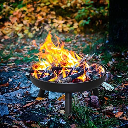 Jopassy Brasero pour Le Jardin, Ø 82,5 cm, avec 2 poignées et 3 Pieds de Support Amovibles, pour Chauffage, Camping, terrasse, brasero en Acier, Noir