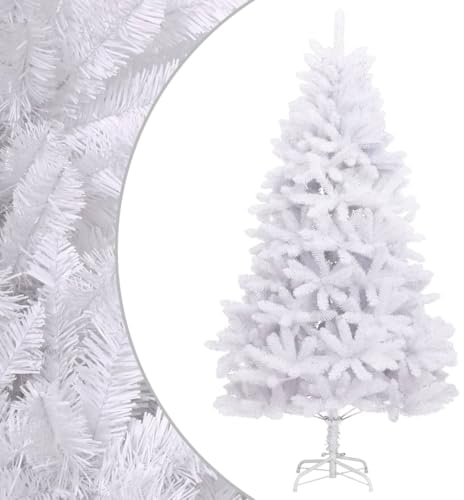 vidaXL Künstlicher Weihnachtsbaum, Klappbar Christbaum mit Ständer, Tannenbaum Kunstbaum mit PVC-Spitzen, Weihnachtsdeko Dekobaum für Innen Außen, Weiß 180cm