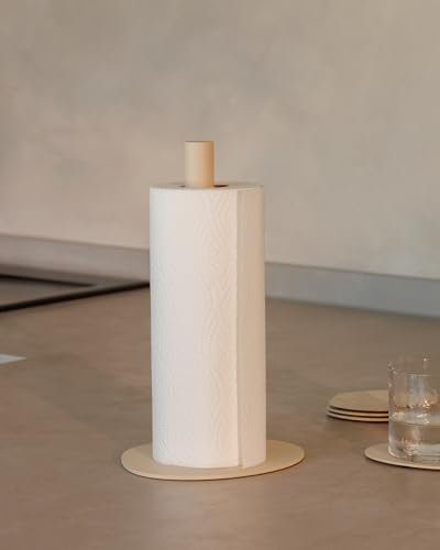 Metallbude Küchenrollenhalter Ivana - Cashew - Minimalistischer Küchenpapierständer aus pulverbeschichtetem Metall - 30 cm