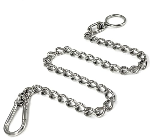 Dog Chain Leash, 304 Stainless Steel Dog Short Lead Metal Heavy Duty Chain DIY Double Dog Leashes Self-Assembly Leashes Extension&Coupler. (304 S/S 20in x 2.5mm)