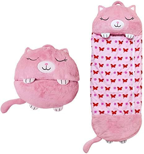 WITTYL Schlafsack mit Kissen, Faltbare Cartoon Tier Schlafsäcke, 2 In 1 Faltbarer Schlafsack,Weiche und warme Schlafsäcke, 137 x 50 cm