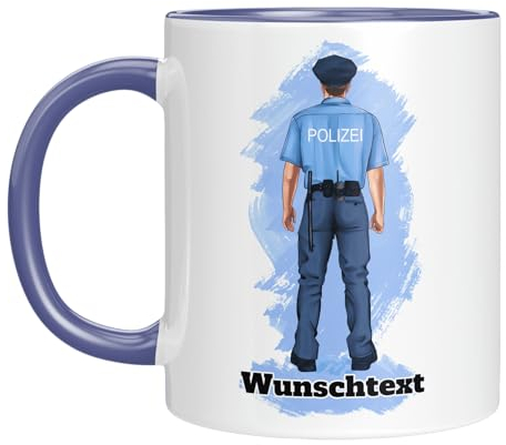 TassenTicker - Personalisierte Kaffeetasse für Polizisten - Polizei - Tasse als Geschenk - Kollegen - Beruf - Dankeschön - Geschenkidee - Geburtstagsgeschenk (Blau)