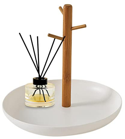 Plateau à clés en bois - Porte-clés en bambou avec 3 niveaux à suspendre - Porte-clés avec 3 supports à suspendre - Porte-clés pour l'entrée, portefeuille, bijoux