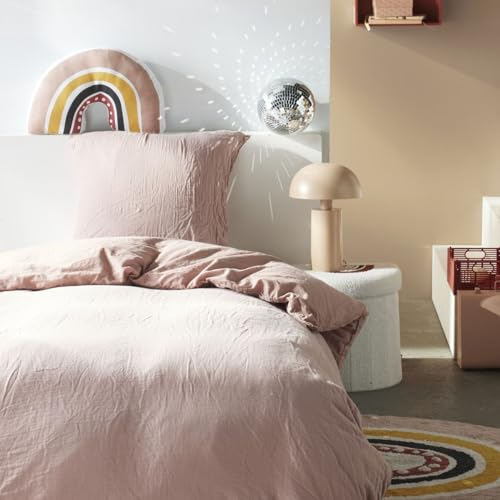 TODAY Parure de lit 1 Personne 140x240 cm Gaze de Coton Unie Rose des sables