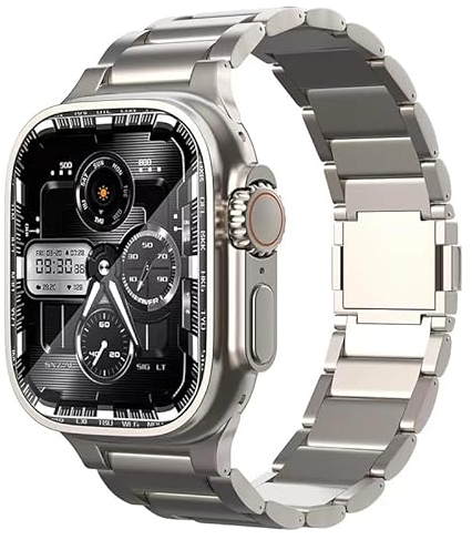 synsing Cinturino magnetico in titanio Ultra 2, compatibile con Apple Watch Ultra 49 mm, 45 mm, 44 mm, 42 mm, 41 mm, 40 mm, 38 mm, in titanio iWatch, colore abbinato, titanio 49