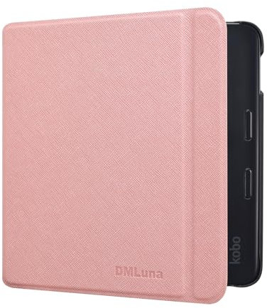 DMLuna Étui pour Kobo Libra Colour 7 Modèle N428 2024 - Coque en Cuir PU avec Fonction de Mise en Veille/Réveil Automatique, Rose
