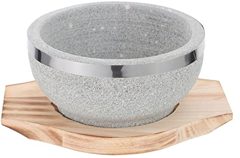 GANAZONO Koreanische Steinschüssel Mit Tablett Dolsot-Bibimbap-Schüssel Koreanisches Suppenessen Koreanisches Essen Zum Kochen Dolsot-Topf Für Koreanische Suppe Reis Und