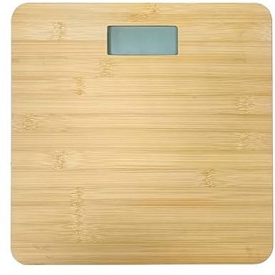 JOCCA Digitale Badezimmerwaage aus Bambus | Maximales Gewicht 180 kg | LCD-Display | Genaue Skalierung 0,1 kg | Ökologisches und modernes Design | batteriebetrieben mit AAA-Batterien