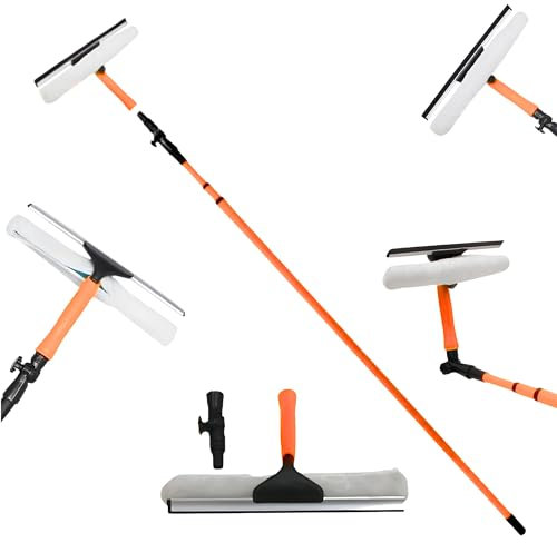 Extendable Window Cleaner Kit Reach High with Ease 3.5m Telescopic Window Cleaner Extension Pole, Squeegee, and Soft Head for Sparkling Windows Glass