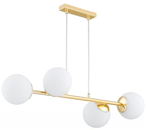 KAR LIGHTING Pendelleuchte 4-flammig Gold Glas klassische Hängelampe E27 LED geeignet Wohnzimmerlampe Esszimmerlampe Schlafzimmerlampe Flurlampe höhenverstellbar zeitlos elegante Innenbeleuchtung