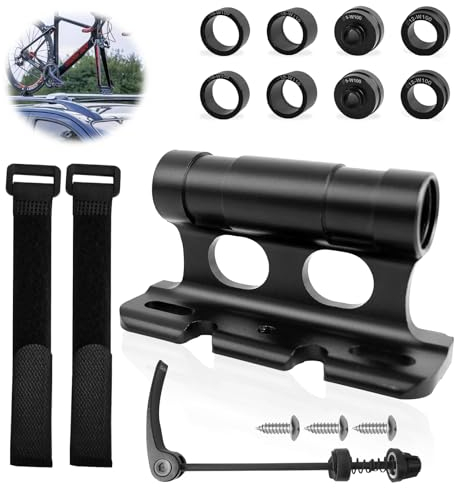 Bike Fork Mount Set with Quick Release Lever Bike Front Rack, Bike Carrier Rack for Car with 2 Straps, 8 Removable Accessories, Suitable for Outdoor Travel Bikes