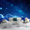 Vliestapete Leuchtende Sterne und Wolken 200 x 140 cmTapete Blau Fototapete 3d Effekt - Wanddekoration fur Wohnzimmer - Wandtapete Einfach zu Montieren