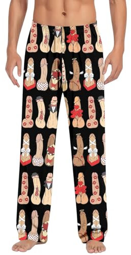 Pantalon Pyjama Rigolo Noel Homme, Large Pantalon Pyjama Moche Noel Homme, Moins De 5 Euro Pyjama Homme Polaire Avec Poches Pantalon Homme Taille Elastique, Pantalon Treillis Homme Droit À Coupe Large