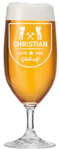 polar-effekt Bierglas Tulpe 0,3 Liter mit Gravur - Kristallklares Glas mit Namen - Geburtstagsgeschenk - Pilstulpe für Lager & Export - Spülmaschinenfestes Glas