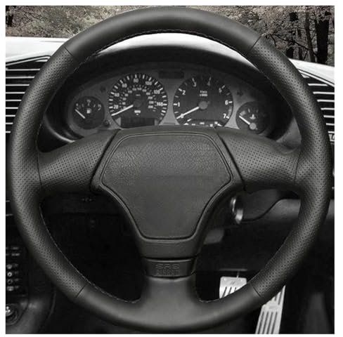 Punxdda Lenkradbezug für BMW E36, E46, E39, E31 - Schwarz, Mikrofaserleder, 38 cm Durchmesser