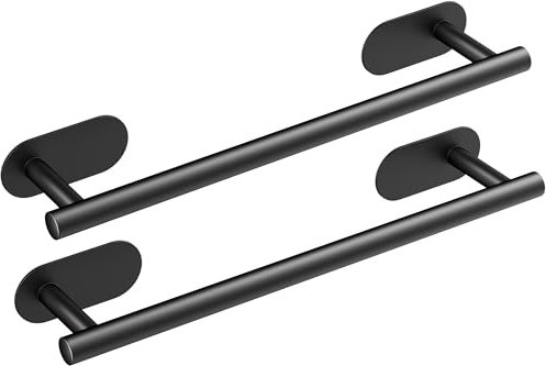 2 Stück Handtuchhalter Ohne Bohren, Edelstahl Badhandtuchstange 40cm, Schwarz