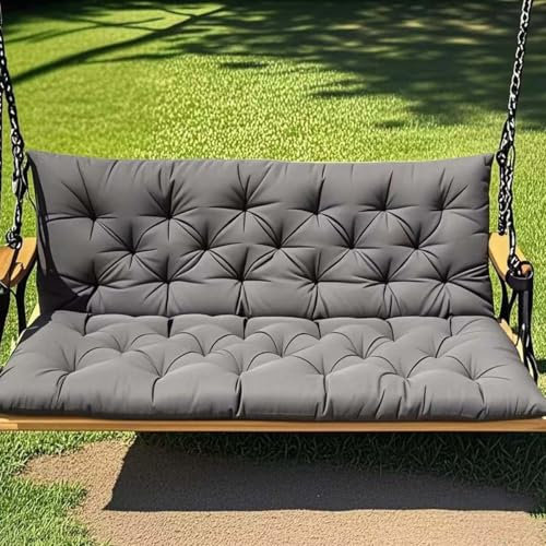 Large Bench Cushion for Outdoor Garden Patio, Waterproof Lounge Swing Pad with Backrest, Comfortable Seat Cushion, Non-slip Canopy Furniture 2 3 Seater Mat (100x100x10cm,Gray)