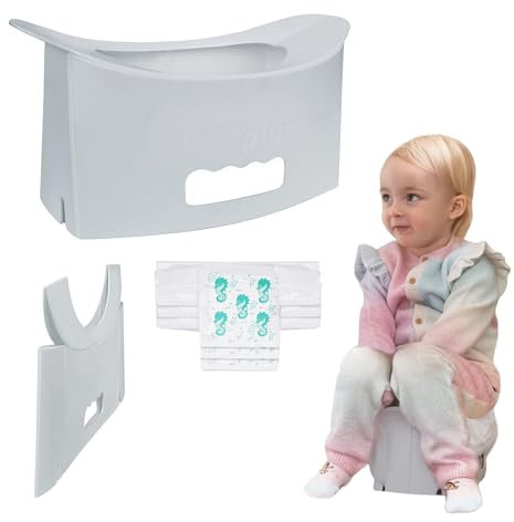 Potette® Fold ‘N’ Go Travel Potty – Compact Portable Potty for Toddlers & Kids | Foldable Baby Toilet Seat with 3 Disposable Liners | Ideal for Car Journeys, Travel & Potty Training On The Go