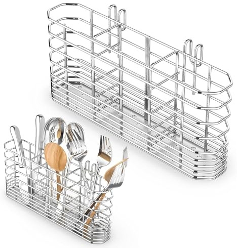 1pcs Cutlery Drainer, Cutlery Holder For Kitchen Utensils, Drainers For Kitchen Sink Compact And Durable Design, Ideal For Organizing Spoons Forks And Knives, Easy To Clean, With Hooks, Rust Proof, Co