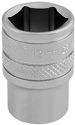 Draper 16515 1/4 Square Drive Micro Satin Chrome Metric Socket, 12 mm Size, Blue
