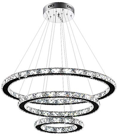 NAIZY 96W LED Kronleuchter Kreative Hängelampe Deckenleuchte Pendelleuchte für Wohnzimmer Flur Schlafzimmer Drei Ringe (Φ: 30cm+50cm+70cm) - 96W Kaltweiß [Energieklasse A++]