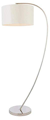 Endon 72388 Josephine One Light Floor Lamp In Bright Nickel Plate With White Faux Silk Shade