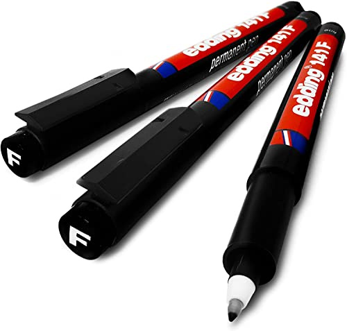 Edding 141F Permanent Pen - Fine 0.6mm Nib - Pack of 3 Black