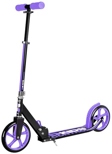 STAMP JB200002 Technical ZUSAMMENKLAPPBARER SCOOTER-200MM-mit SKIDS Control Girl Foldable Adjustable Scooter 200 LILA with Kickstand, Purple, Schwarz/Purpurrot