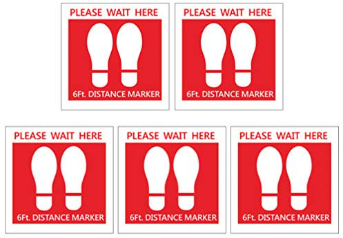 NUOBESTY Zeichen 5 Stücke Abstand Halten Aufkleber Schild Bodenaufkleber Gebotsschilder Gebotszeichen Selbstklebende Sicherheitsabstand Warnzeichen Sticker für Gesch? Restaurant