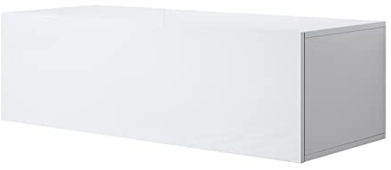 MB Muebles Bonitos, Mobile TV Sospeso a Parete Luke H1, Melamina, Finitura Lucida, Bianco, 100x40x30cm