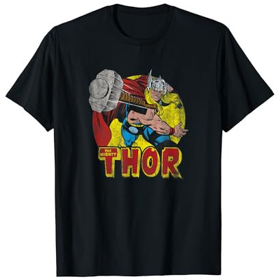 Marvel Mighty Thor Hammer Throw Vintage T-Shirt