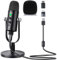 Aveek Microfono USB a condensatore compatibile con PC/portatile/smartphone con cancellazione del rumore e riverbero per registrazione vocale e musica, podcasting, streaming, gaming