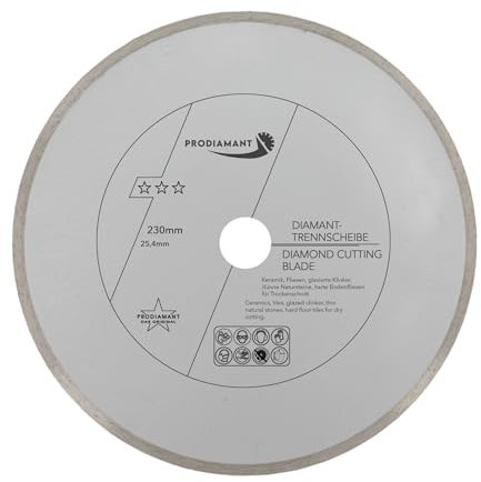 PRODIAMANT Diamant-Trennscheibe Fliese 230 mm x 25,4 mm Fliesenscheibe 230mm