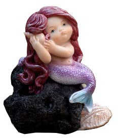 Gemmia Miniatur-Feengarten Meerjungfrau Figurine- Zuhörende Meerjungfrau auf Felsen