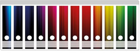 Wallario Ordnerrücken Sticker Bunte Regenbogenstreifen auf Schwarz - Rückenschilder für 12 breite Ordner, Klebeetiketten
