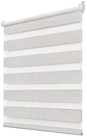 Deswell Doppelrollo Klemmfix ohne Bohren Leinen B95 x H230 cm (Stoffbreite 91cm) Rollos für Fenster ohne Bohren für Fenster mit Lichtdurchlässig & Verdunkelnd/Höhe Stufenlos Verstellbar