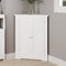 White Wooden Triangle Free Floor Standing Kitchen Bathroom Space Saving Cabinet Shelf With Shutter Doors Single Door, Adjustable Shelf, for Living Room, Kitchen, Entryway, White