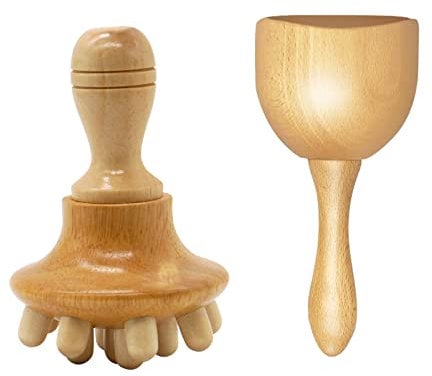 Maderotherapie Set Manuelles Holztherapie-Massagewerkzeug Massagetasse und Massagepilz Anti Cellulite Massagegerät,Massage Holz,Anticellulite geräte,Lymphatic Drainage Schmerzlinderung und Entspannung
