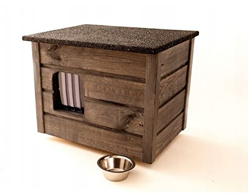Katzenhaus 57x47 cm Katzenhütte Höhle Outdoor für draußen Winterfest isoliert Holz Versteck Sicherheit Komfort grau