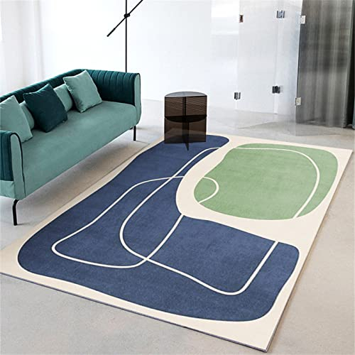 SXGCH Heimtextilien Teppichfliesen für Treppen Blau Weiß Grün Teppiche Für Schlafzimmer Colorblock Teppiche Für Wohnzimmer Große Pflegeleichte Teppiche 180X200cm