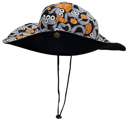 KGM Cooler Cartoon-Gesichtsdruck für Festivals, Feiertage, Sonnenhut, Boonie Grey, Einheitsgröße