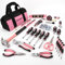 Yougfin Pinkes Werkzeug-Set, 215-teilig, für Damen und Mädchen, mit tragbaren Taschen, enthält alle wichtigen Dinge für Zuhause, Garage, Büro und Studentenwohnheim, Rosa und Schwarz