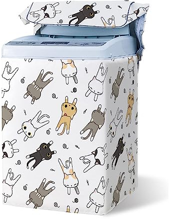 Odot Cacopertura Lavatrice Carica Dall'alto, Copertura Lavatrice per Esterno con Cerniera, Interni Esterni Impermeabile Antipolvere Resistente Fodera per lavatrice (Gatto carino,M Capacità 5,6-6,5 kg)