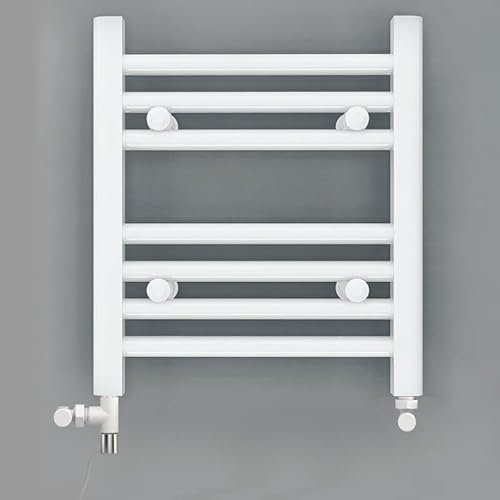 Myhomeware 300mm Wide White Dual Fuel Electric Radiator Bathroom Towel Rail Radiator With Thermostatic and Standard Electric Element UK (300 x 400 mm (h), Standard Electric Element)