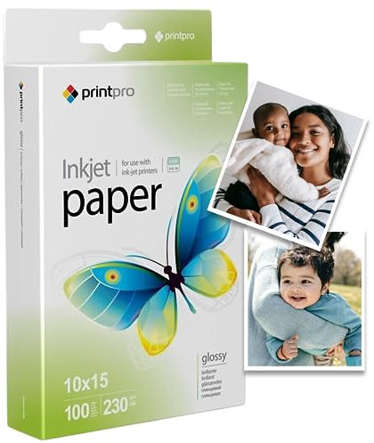 Fotopapier PrintPro von ColorWay glänzend 230g/m² 100 Blatt 10x15 Sofort Trocken Wasserfest für alle Tintenstrahldrucker
