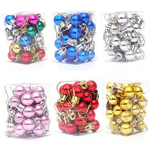 Artibetter 24 Pièces Mini Boules De Noël Boules d'arbre De Noël Décoration De Noël Décoration De La Maison Orange Ampoule Verdure Guirlande Pendentif Lob Arbre De Noël Boule en Plastique