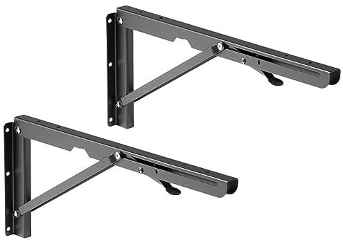 RICOO Regalhalterung schwarz Regalwinkel Schwerlast MZ001 Regalträger & -stützen Regalhalter Winkel Regal Halterung Wand Regalkonsole Wandwinkel Wandhalterung Klappkonsole Shelf Bracket Wandregal